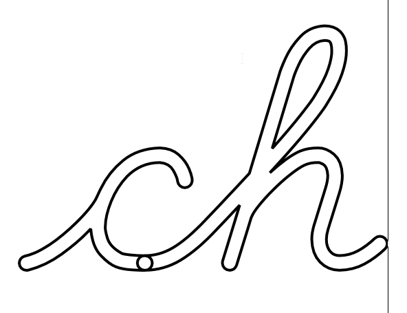 Cursive outline with overlap between glyphs
