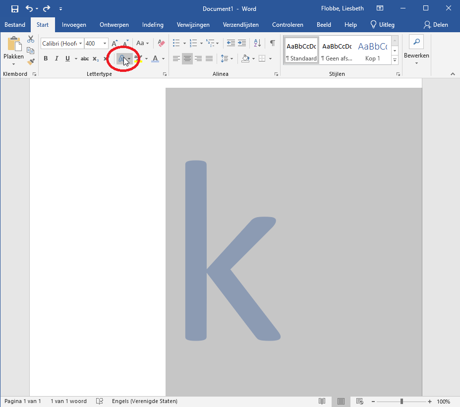 Letter K selected, mouse over glowing letter icon thingy.