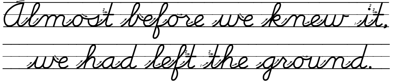 School Cursive Arrows Guides example sentence