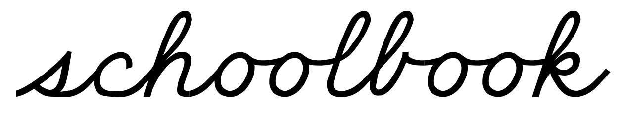 The word 'Schoolbook' in a 1996 DNealian font.