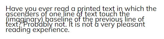 Print text with overlapping ascenders and descenders.