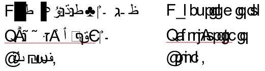 Gibberish text with (left) and without (right) contextual alternates enabled.